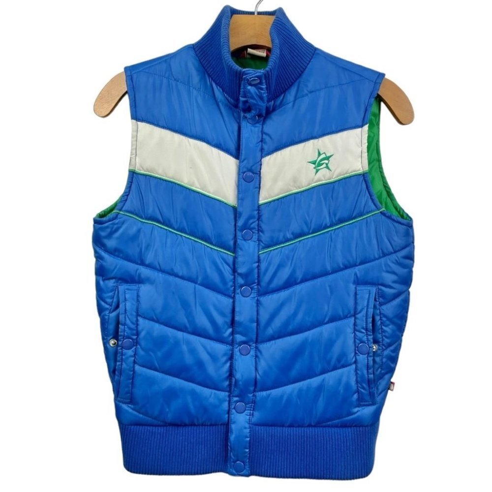 ** Y2K Groggy Blue Puffer Vest Gillet Size XS